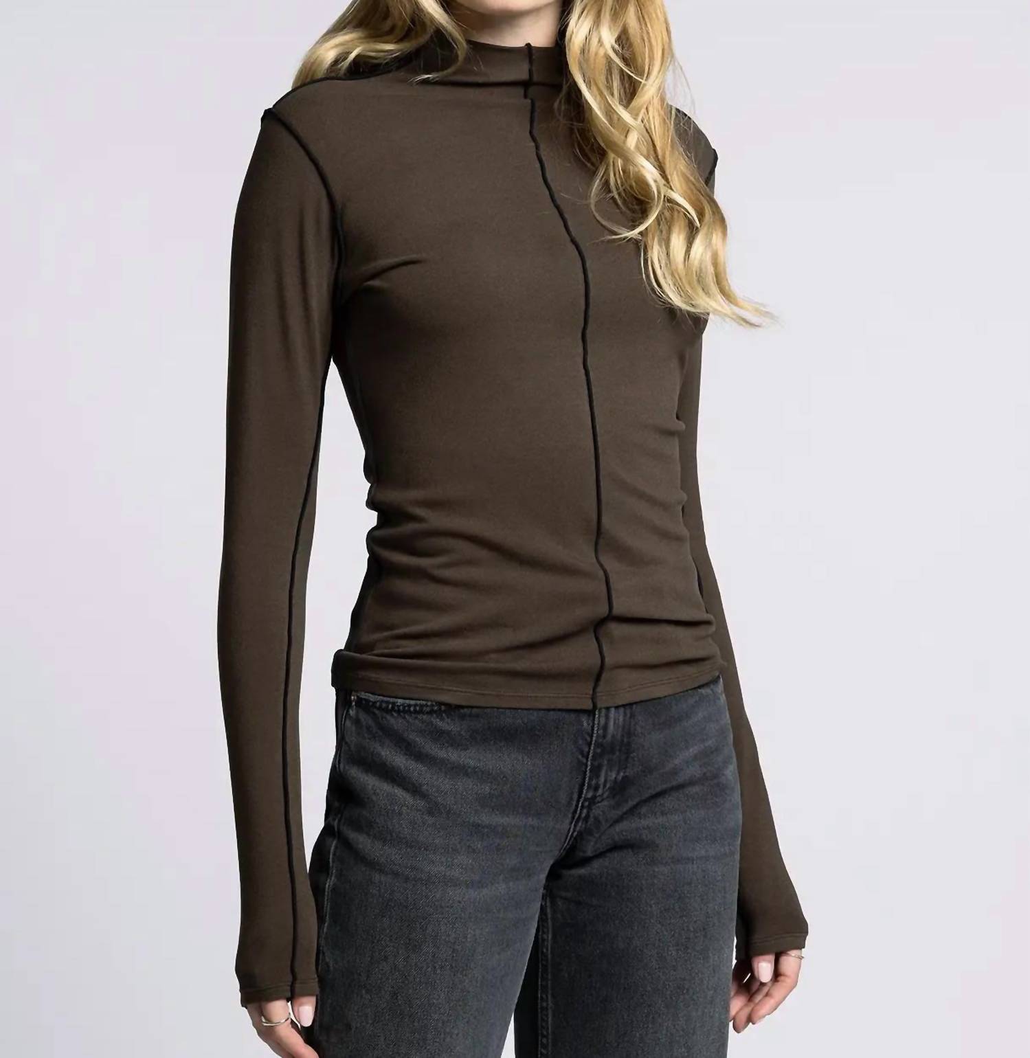 Weekend Los Angeles Marisol Long Sleeve Top in brown black - women's long sleeve top - view 4