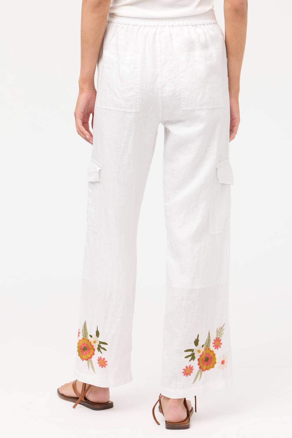 Johnny Was FRANCIS RELAXED LINEN PANT in white - women's pants - view 4