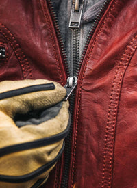 Iron & Resin Topanga Leather Jacket in red chili - women's jacket - alternate view