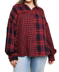 Umgee - Plaid & Checkered Button Up Top