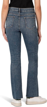 KUT FROM THE KLOTH Stella High Rise Fab Ab Flare With Raw Hem Jeans in debonairly - women's jeans - alternate view