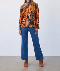 Fdj - Mock Neck Trimmed Top