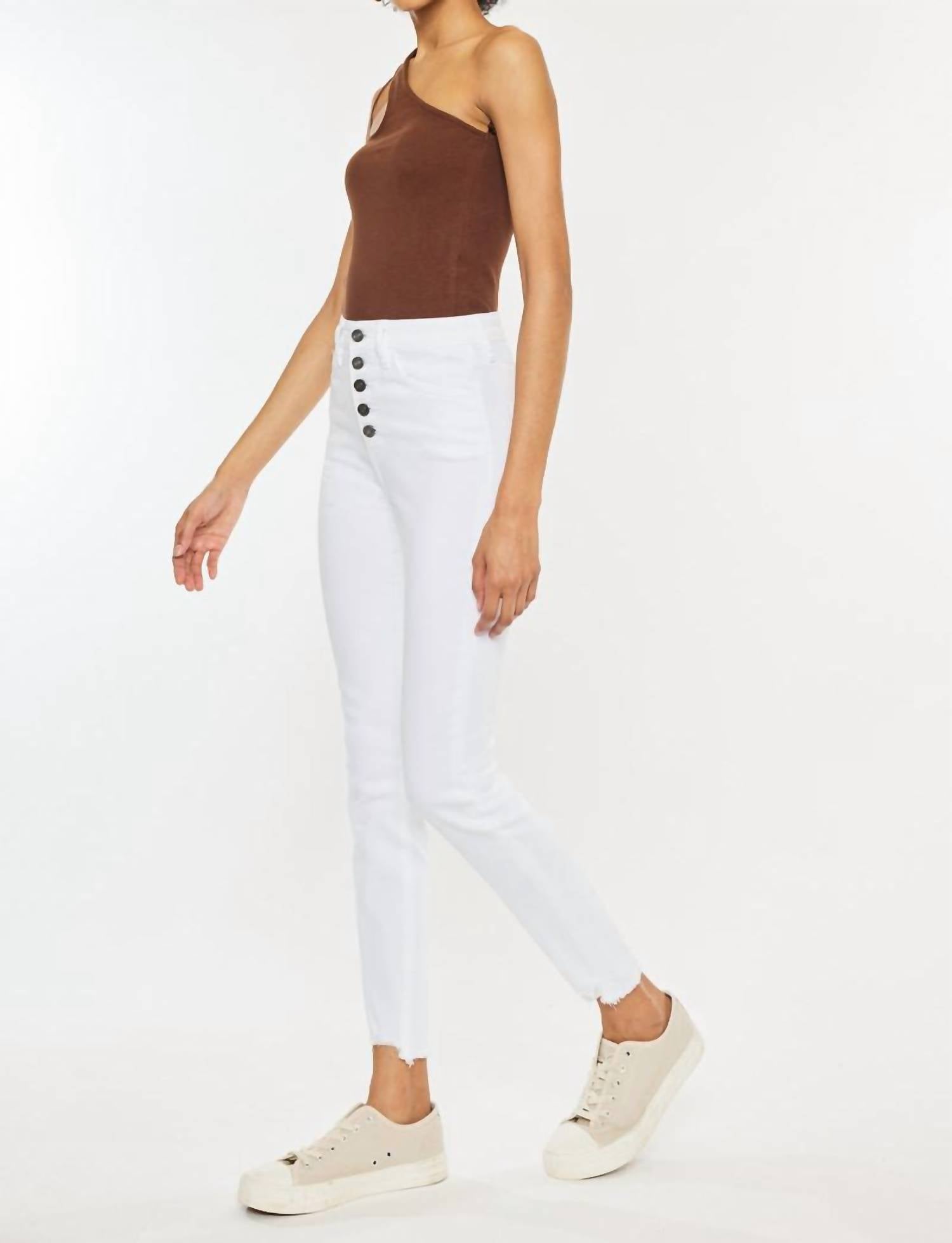 Kancan - High Rise Button Fly Distressed Super Skinny Jeans