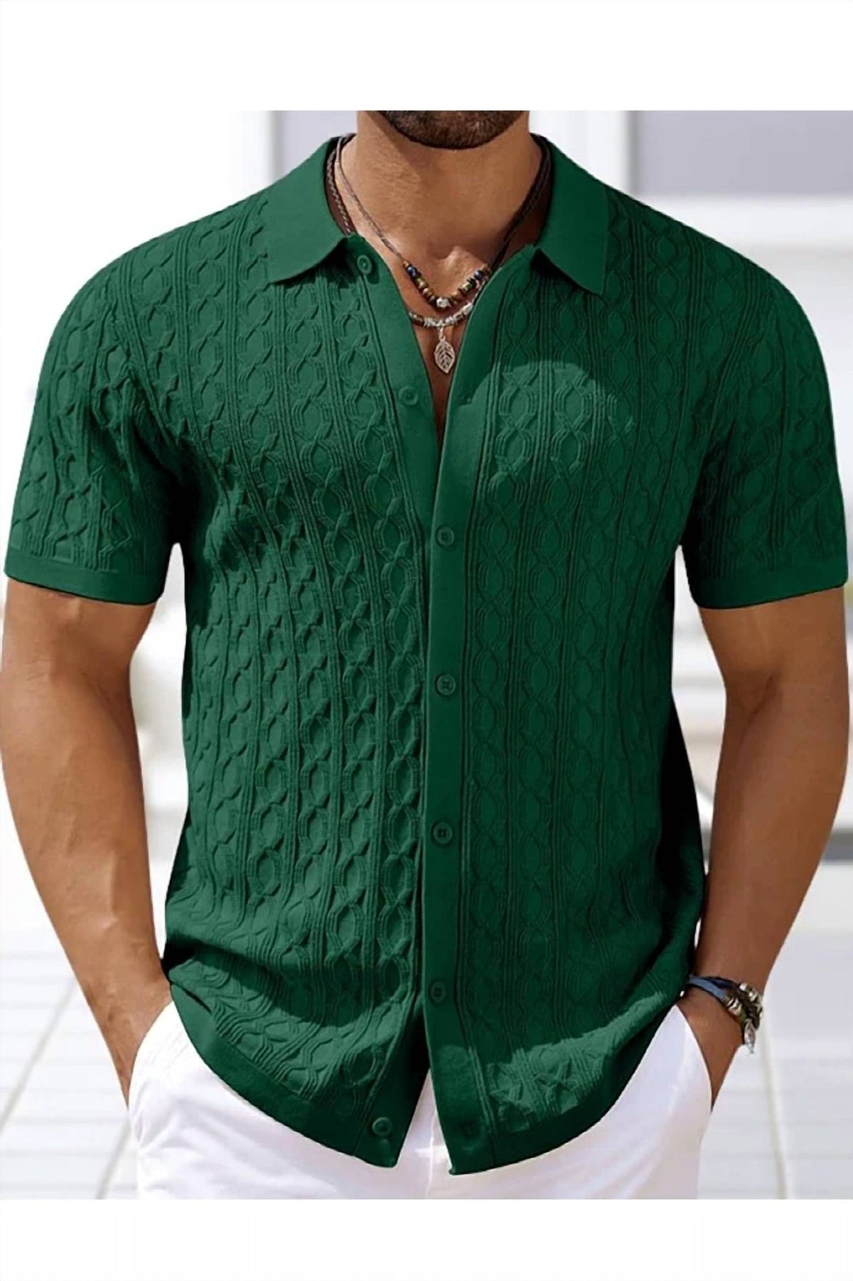 Marina Threads - Cable Button Up Polo Shirt
