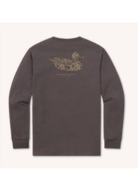 Southern Marsh Men's Duck Originals Camo Long Sleeve Tee in iron grey - men's long sleeve top - detail view
