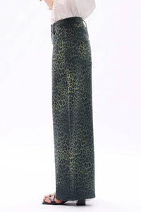 Bayeas - High Rise Leopard Print Barrel Leg Jeans