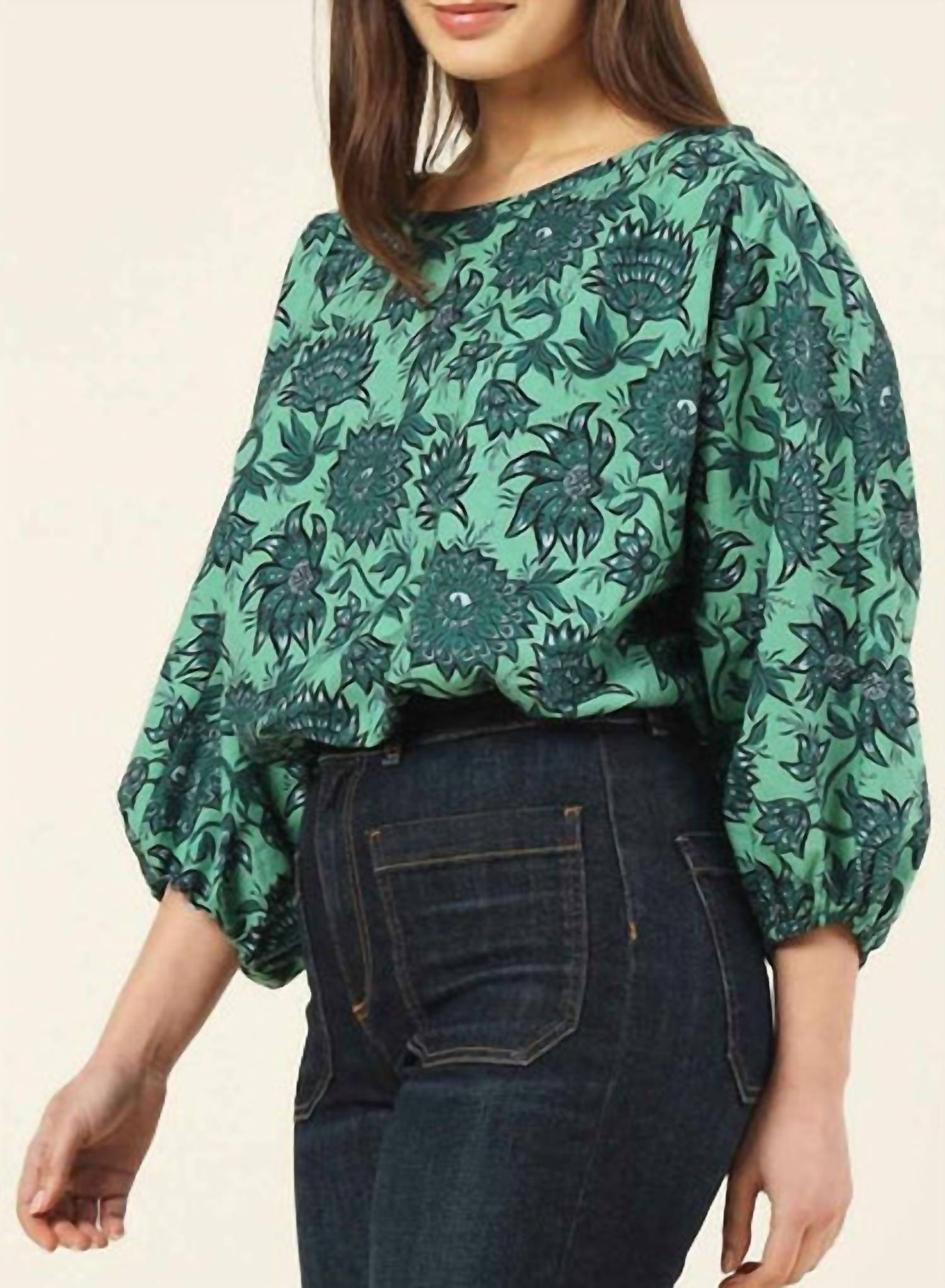 Omika - Verde Boat Neck Blouse