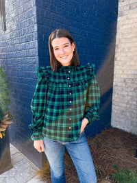 Pinch - Ruffle Plaid Blouse
