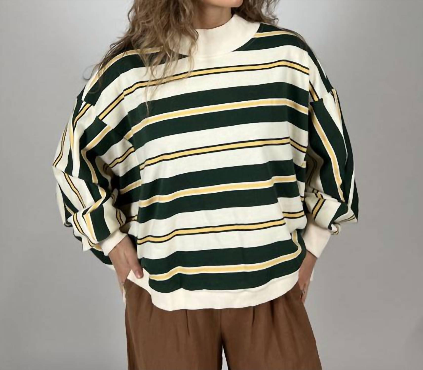 Bucketlist - Metro Striped Oversized Crewneck Top