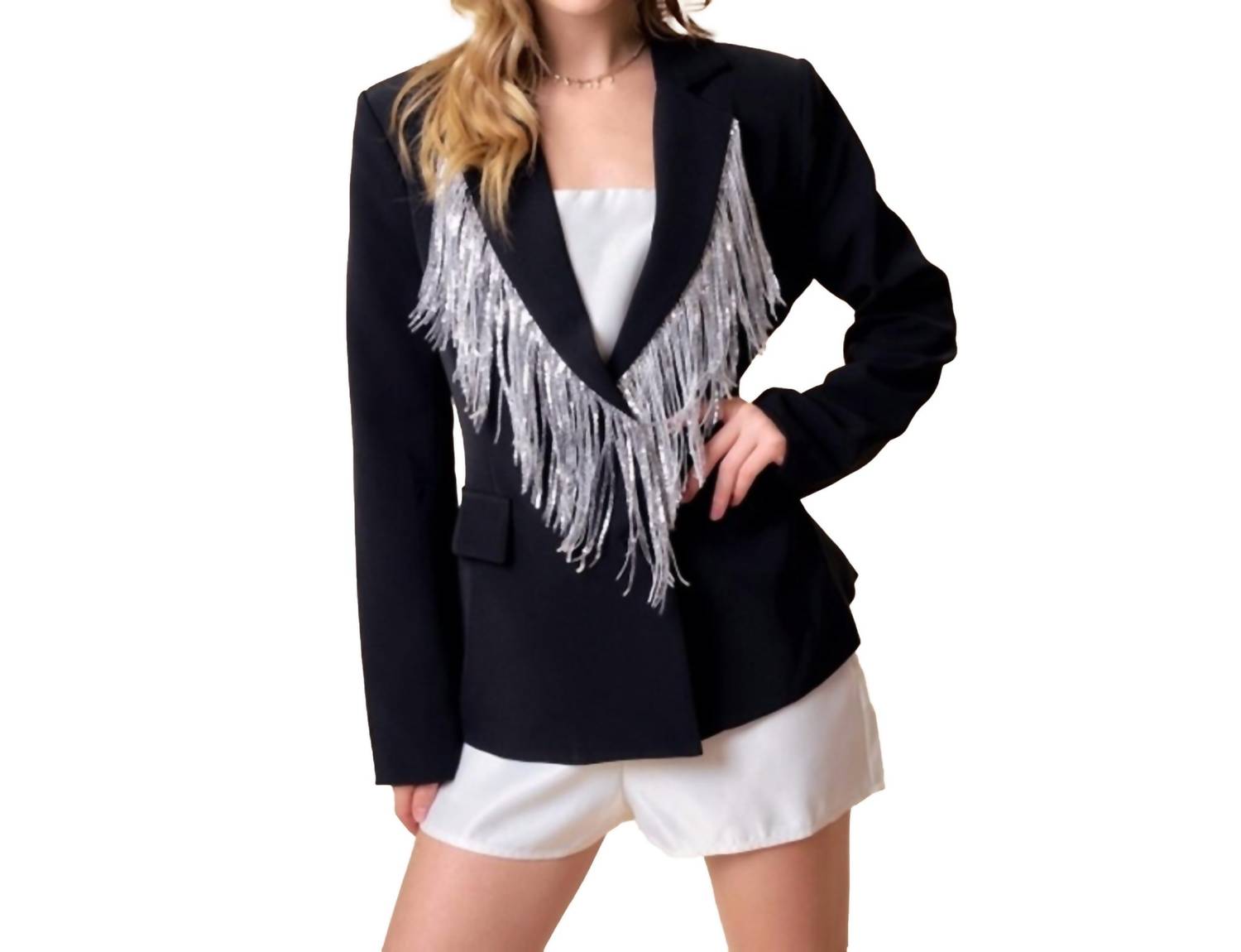 Mainstrip - Frisky Business Sequin Fringe Blazer