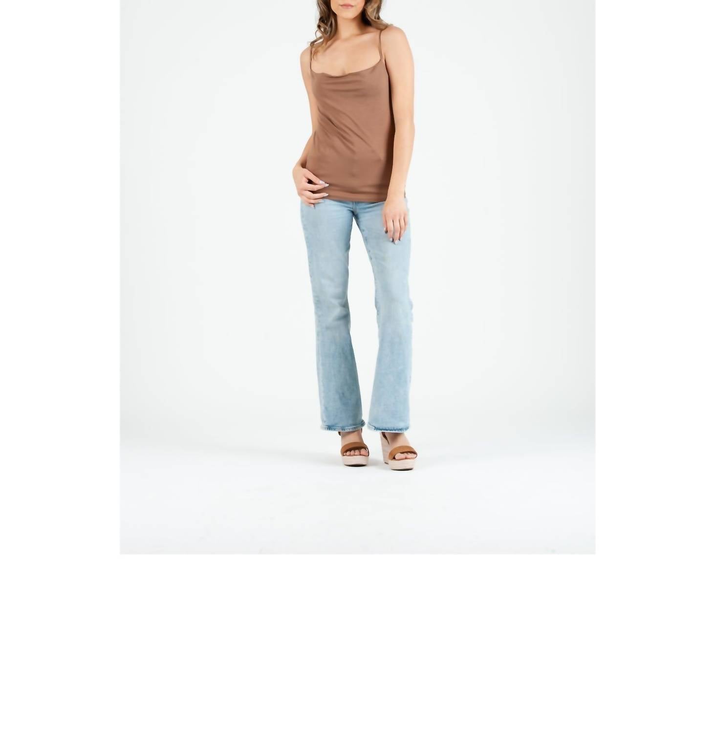 LUCCA Couture Kelsie Drape Cami in acorn - women's shirt