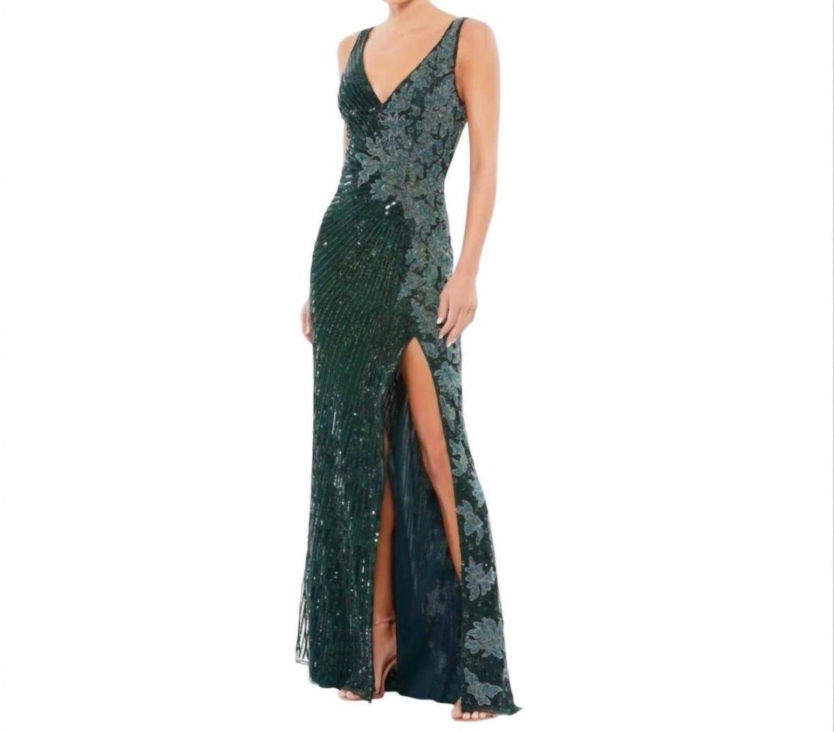 Mac Duggal - Beaded Floral Sequin Gown