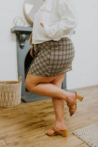 White Birch - Late To Class Plaid Mini Skort