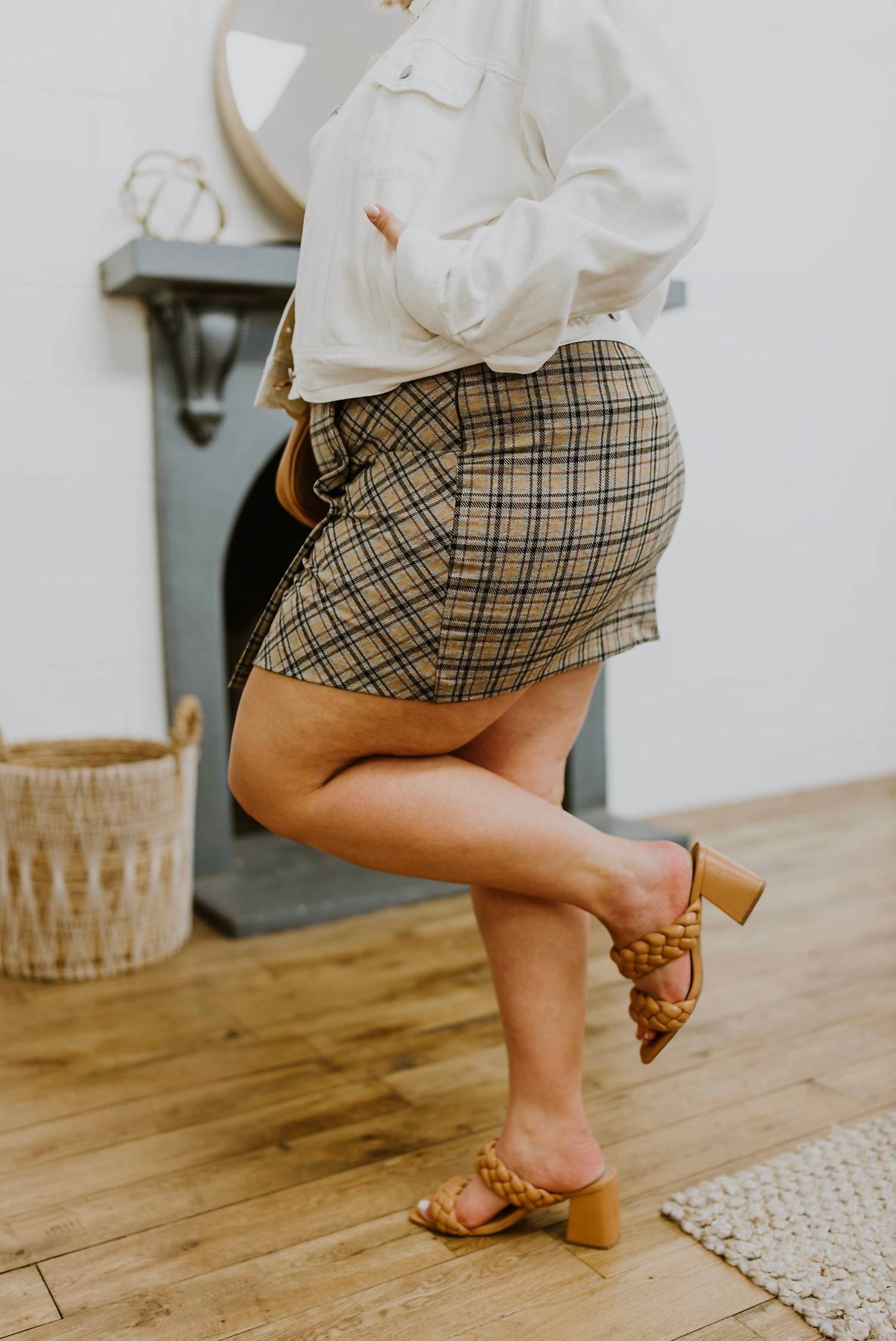 White Birch - Late To Class Plaid Mini Skort