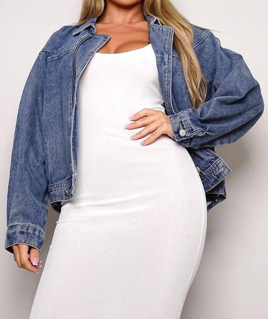 Cefian - Billie Boyfriend Denim Bomber Jacket