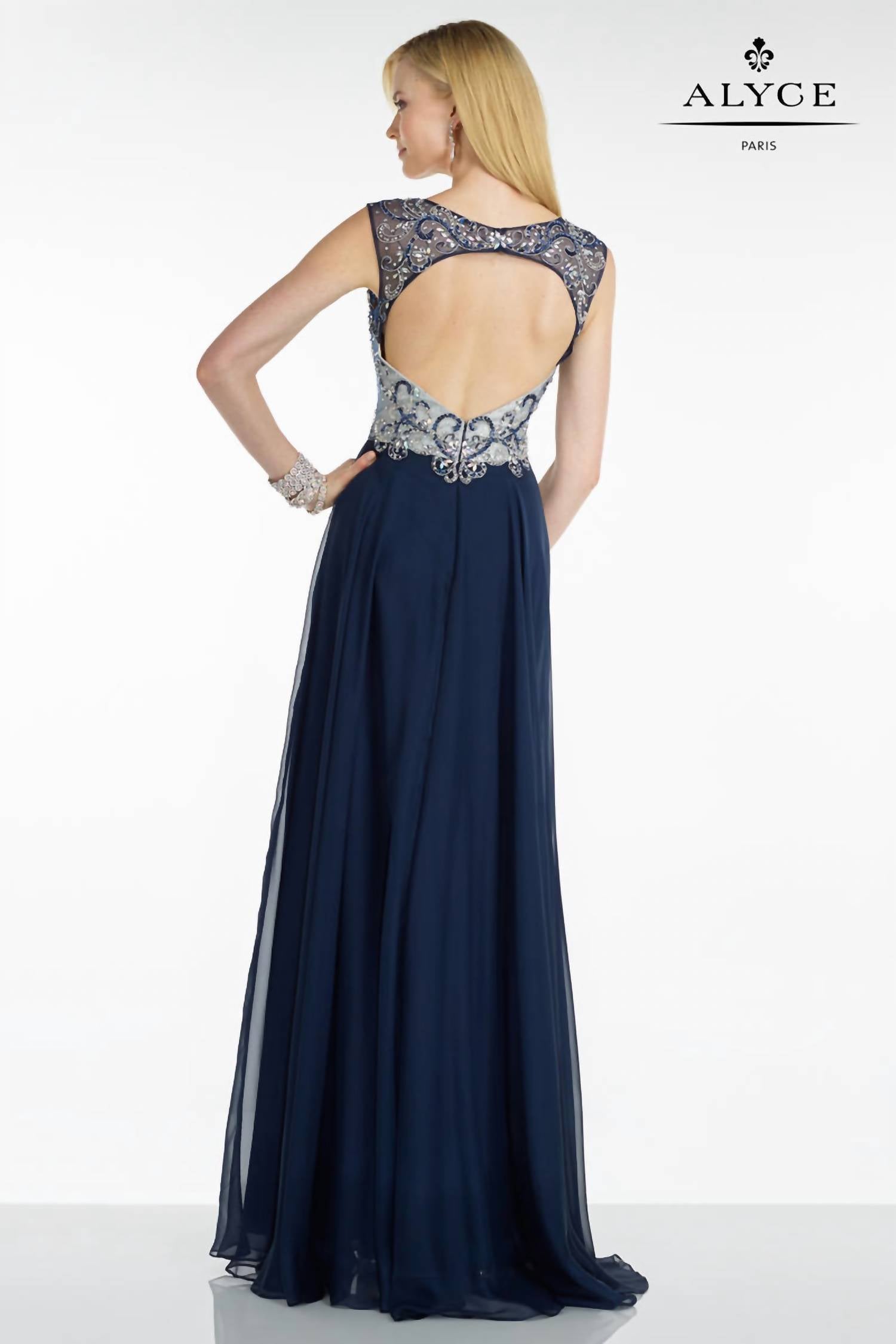 Alyce Paris - Long chiffon beaded Dress