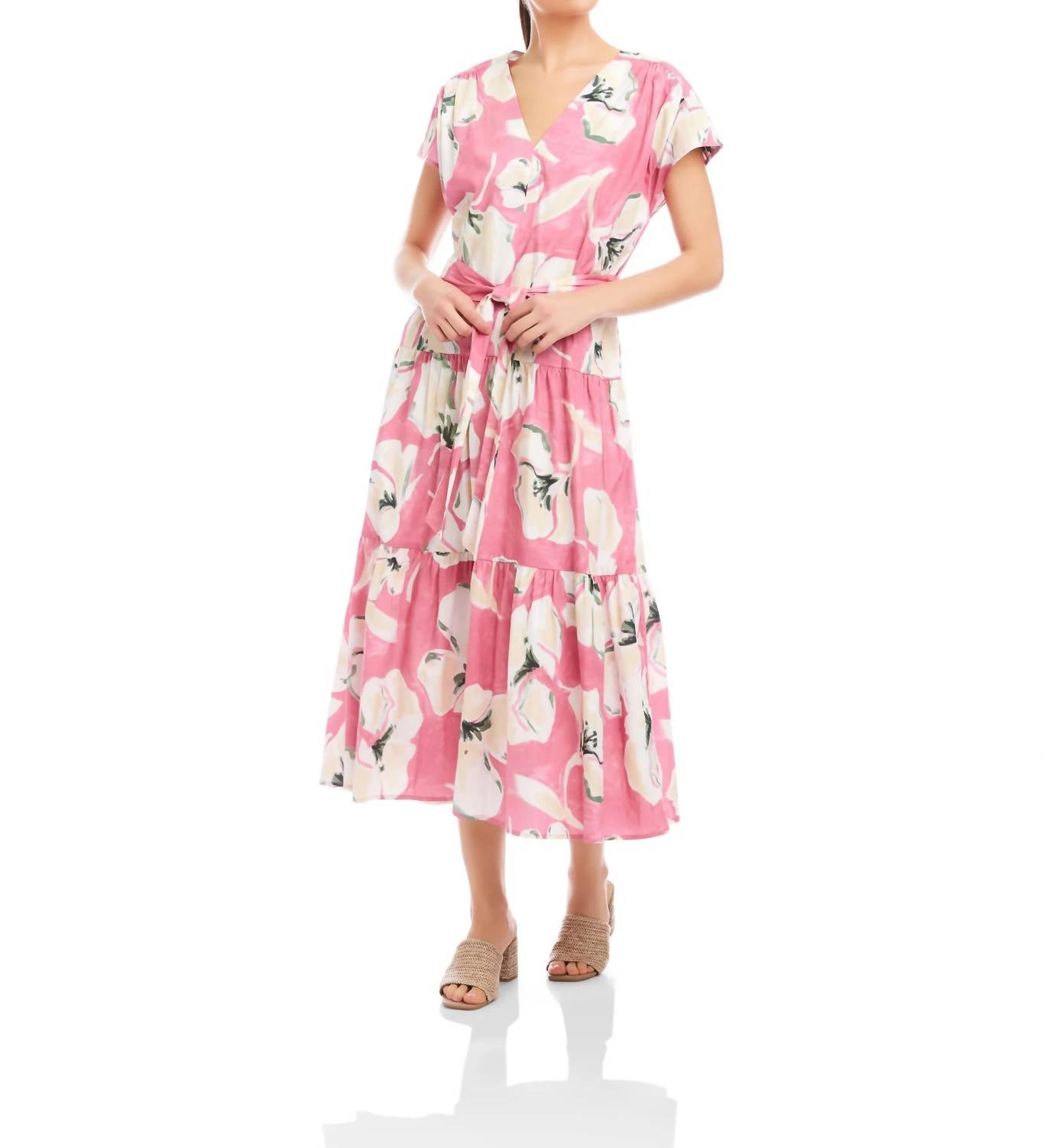 Fifteen Twenty - Kristine Tiered Front Slit Midi Dress
