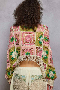 Pol - Jocelyn Crochet Shrug Fringe Crop Top