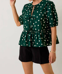 Le Lis - Stephanie Puff Sleeve Polka Dot Blouse