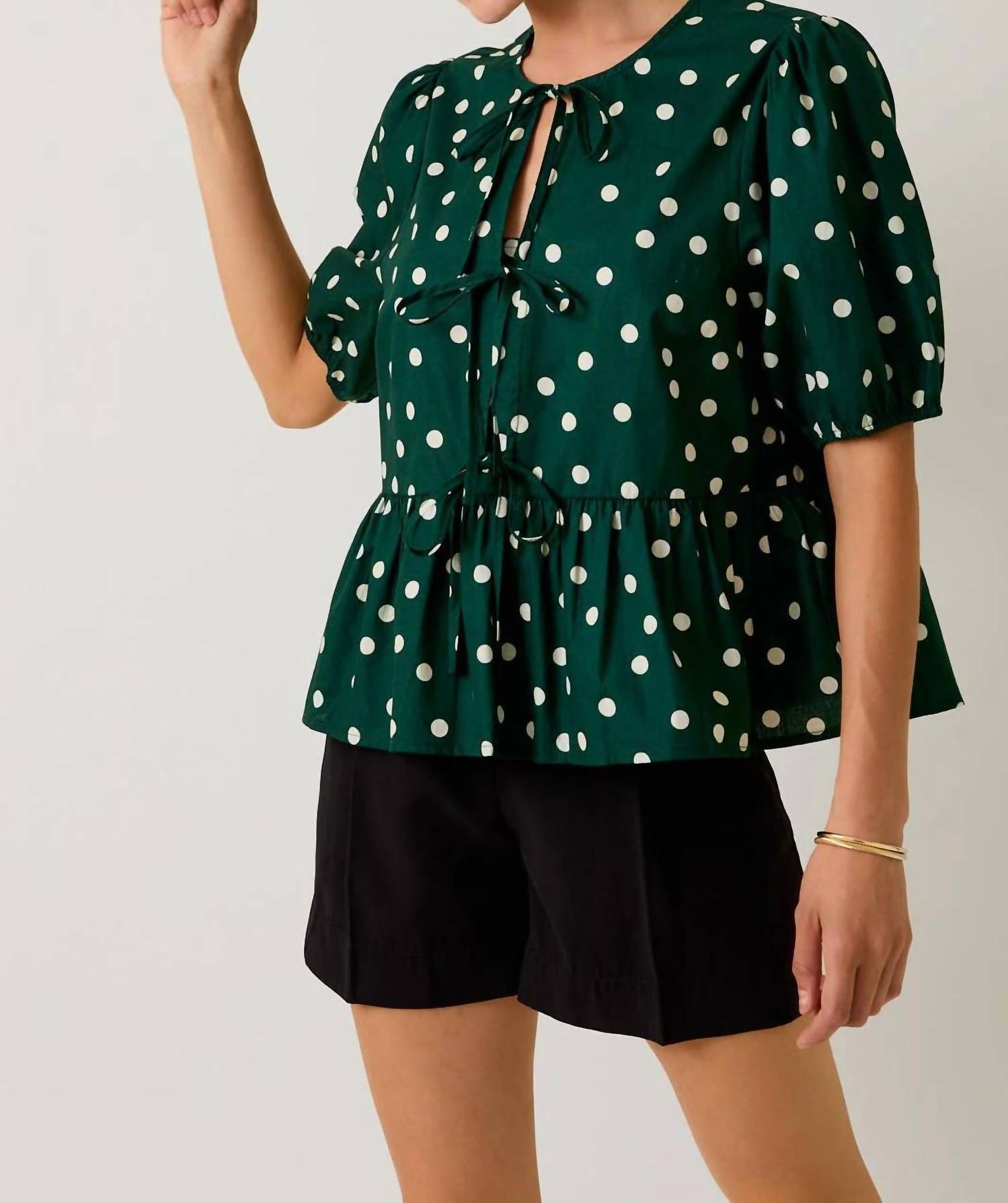 Le Lis - Stephanie Puff Sleeve Polka Dot Blouse