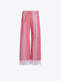 Vilagallo - Lace At The Hem Striped Trousers