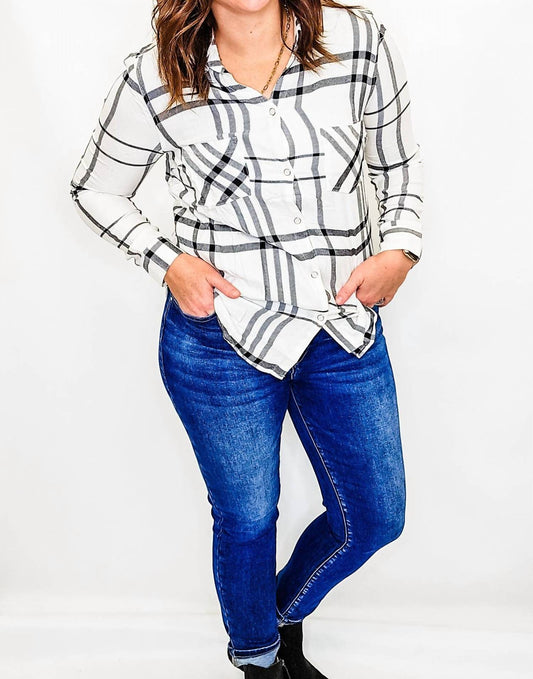 Charlie B - Plaid Button Up Top