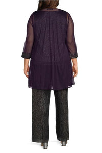 R&M Richards - 3-Piece Metallic Evening Pants Set