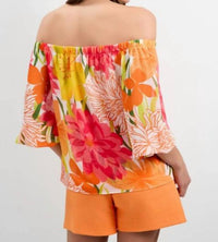 Trina Turk Vittoria Top in multi floral - women's blouse - detail view