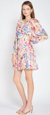 En Saison - Floral Chiffon Mini Wrap Dress