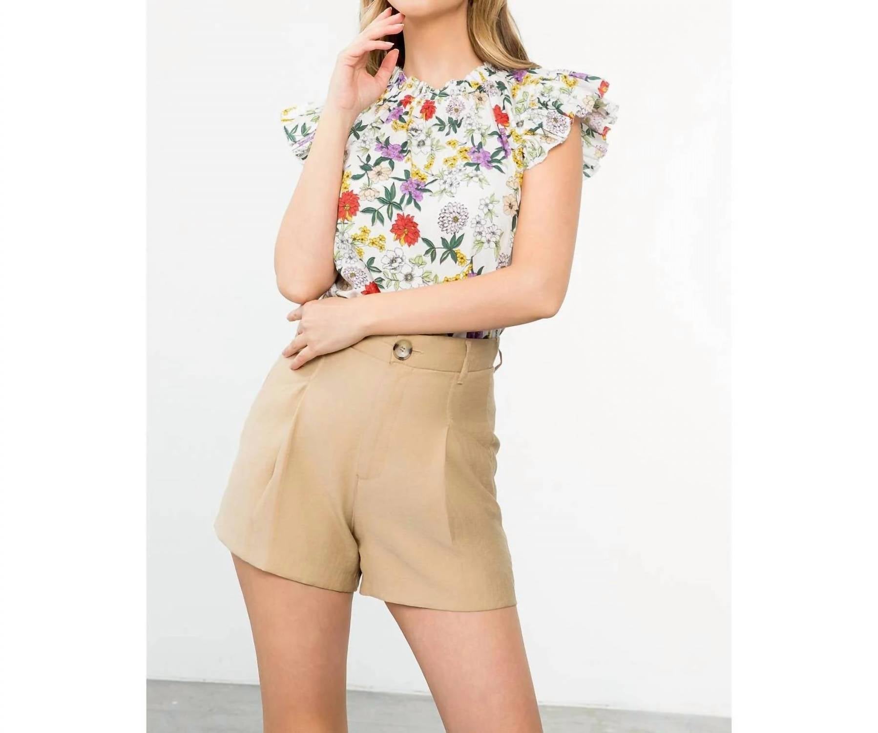 Thml - Women's Print Flutter Sleeve Top