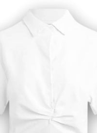 Hudson Women's Knotted Button Down Shirt in white - women's t-shirt - detail view