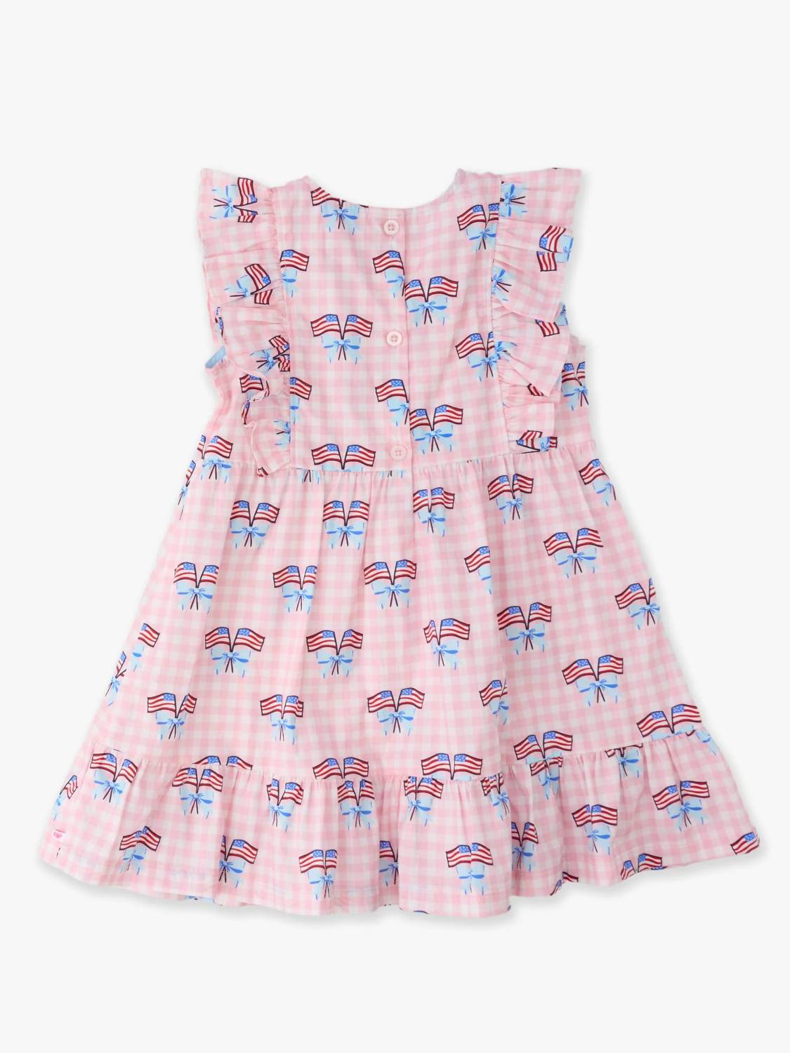 Rufflebutts - Girl's Patriotic Gingham Pinafore Dress