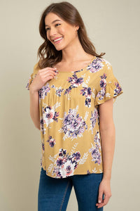 Les Amis - Floral Ruffle Sleeve Top