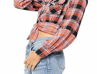 Free People First Bloom Plaid Shirt in red - women's shirt - detail view