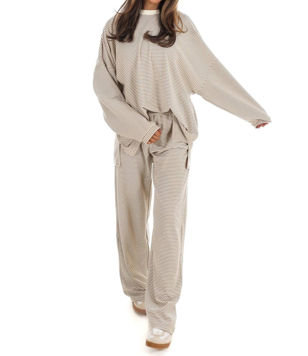 Things Between - Well Defined Stripe Fleece Oversized Top