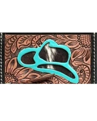 Boho Ranch - Women's Cowboy Hat Western Cowhide Tooled Leather Keychain Wallet