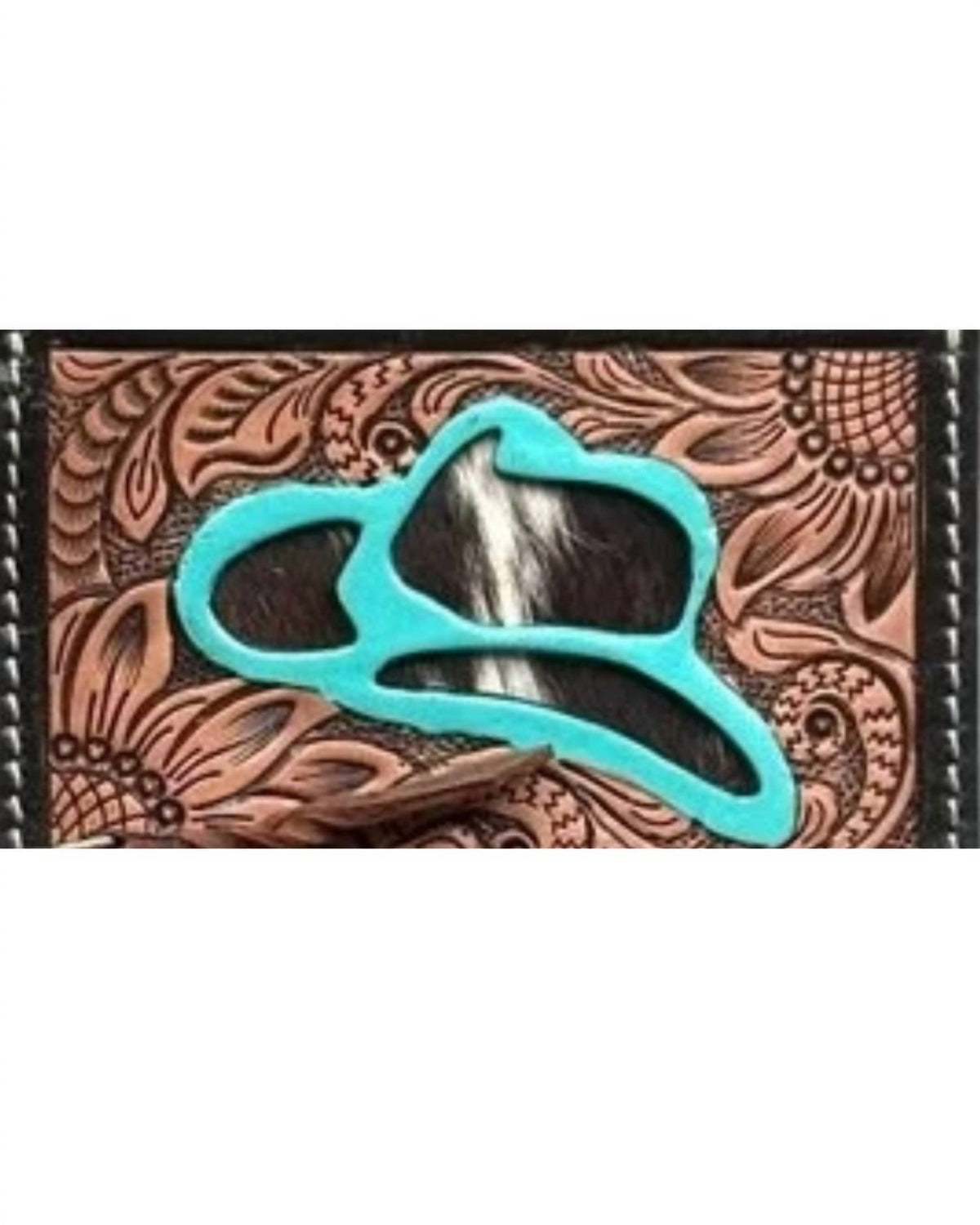 Boho Ranch - Women's Cowboy Hat Western Cowhide Tooled Leather Keychain Wallet