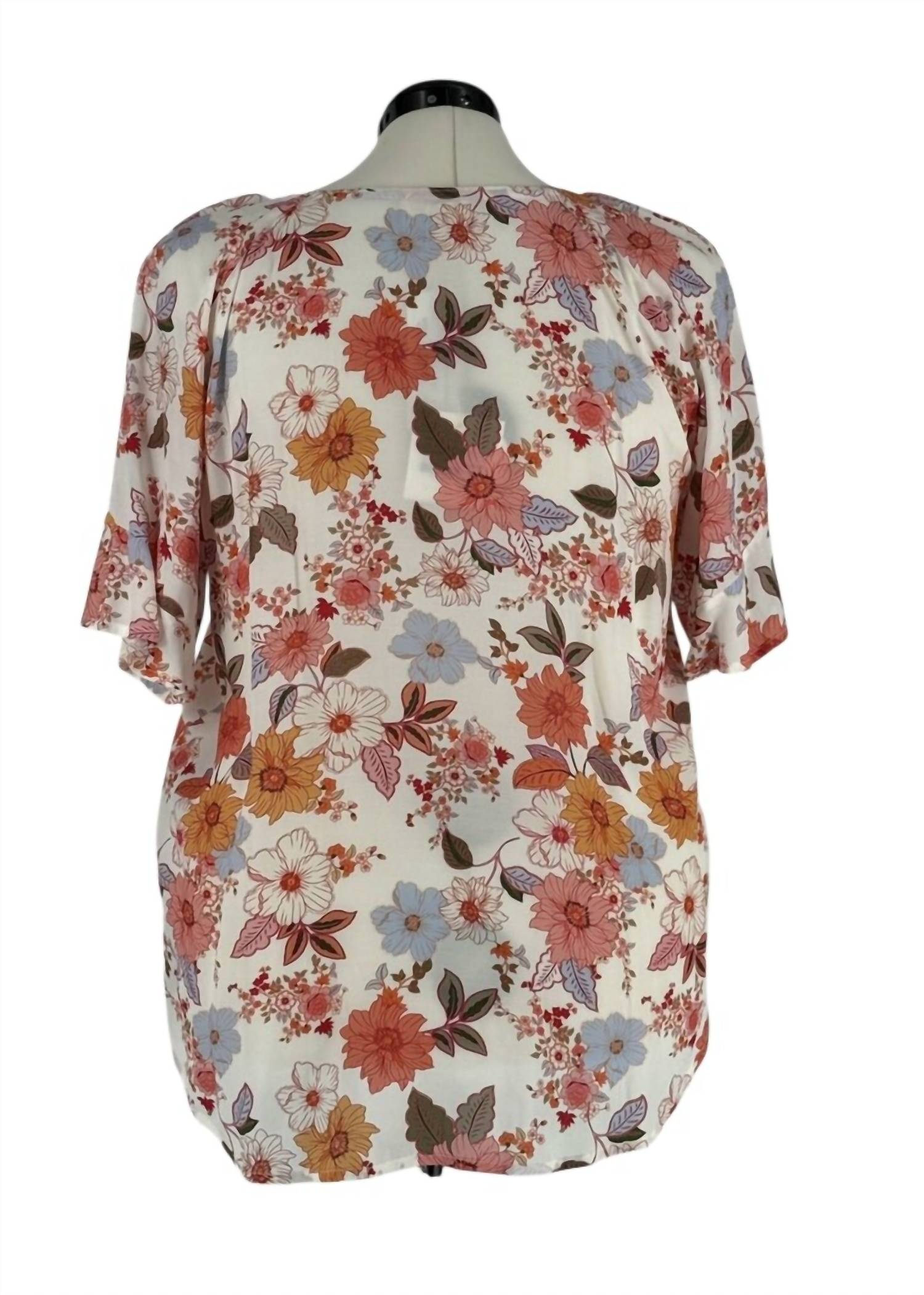 Loobie's Story Women's Madly Sweetly Spring Has Sprung Top in multi floral - women's blouse - detail view