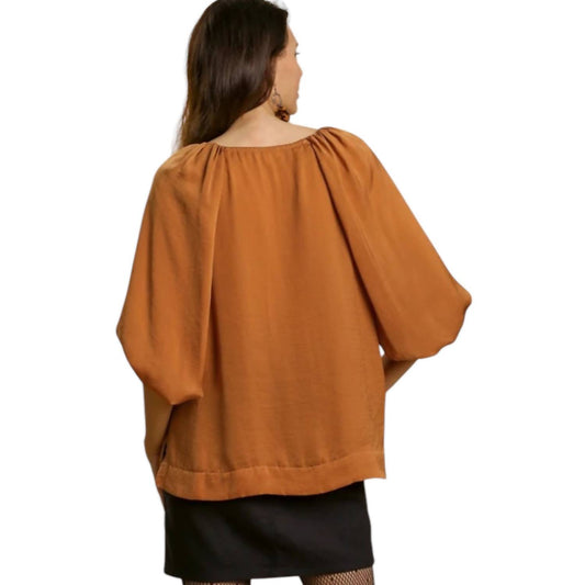 Umgee - Washed Satin Balloon Sleeve Top