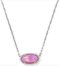 Kendra Scott Women's Elisa Pave Frame Short Pendant Necklace in silver - women's jewelry