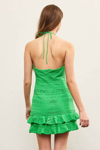 Mustard Seed - Ruffle Tiered Crochet Halter Dress