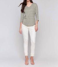 Charlie B - Linen Blend V-neck Top