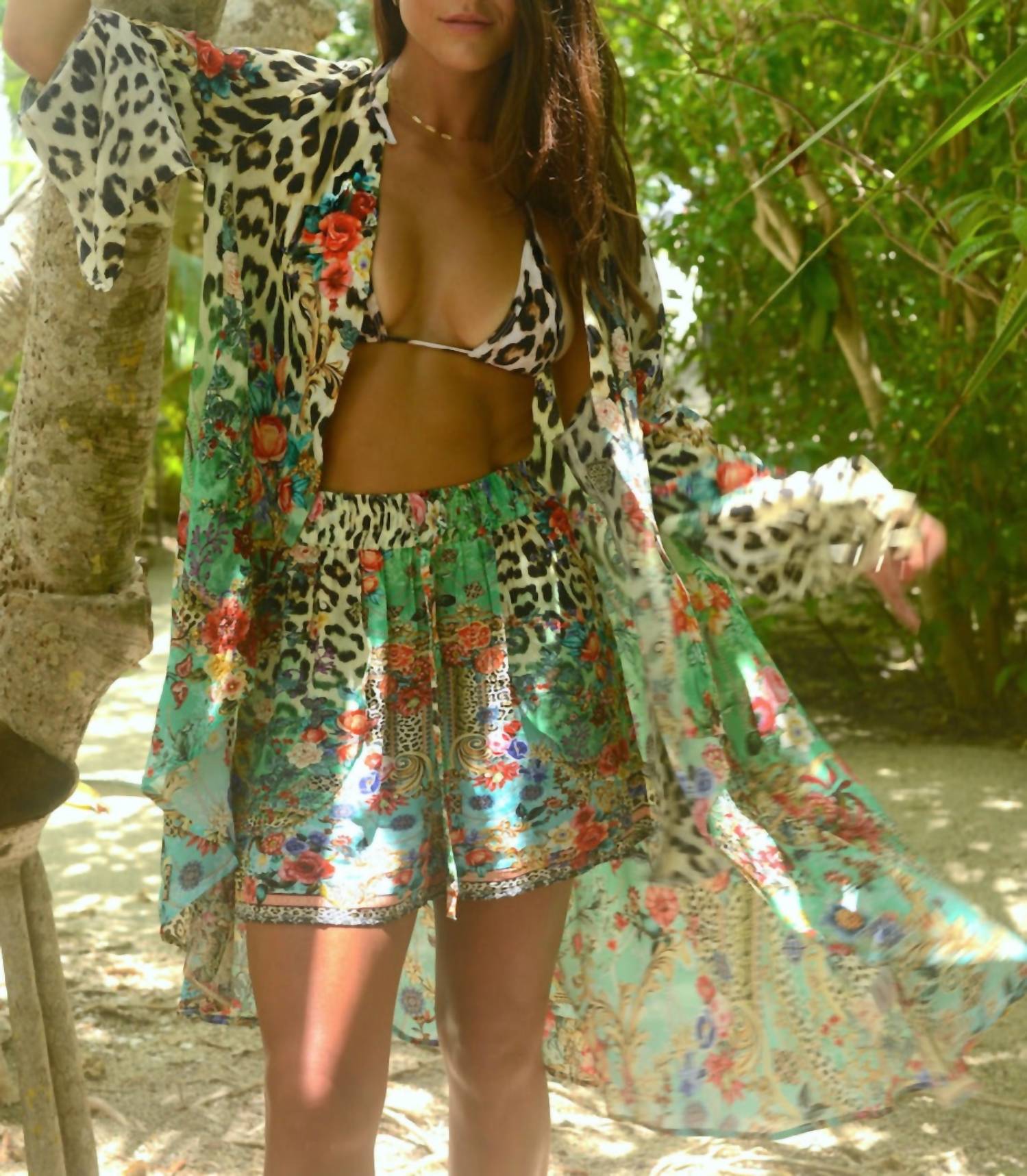 Aisha - Leopard Flowers Shorts