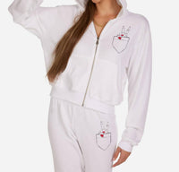 Lauren Moshi peace out zip hoody in white - women's top