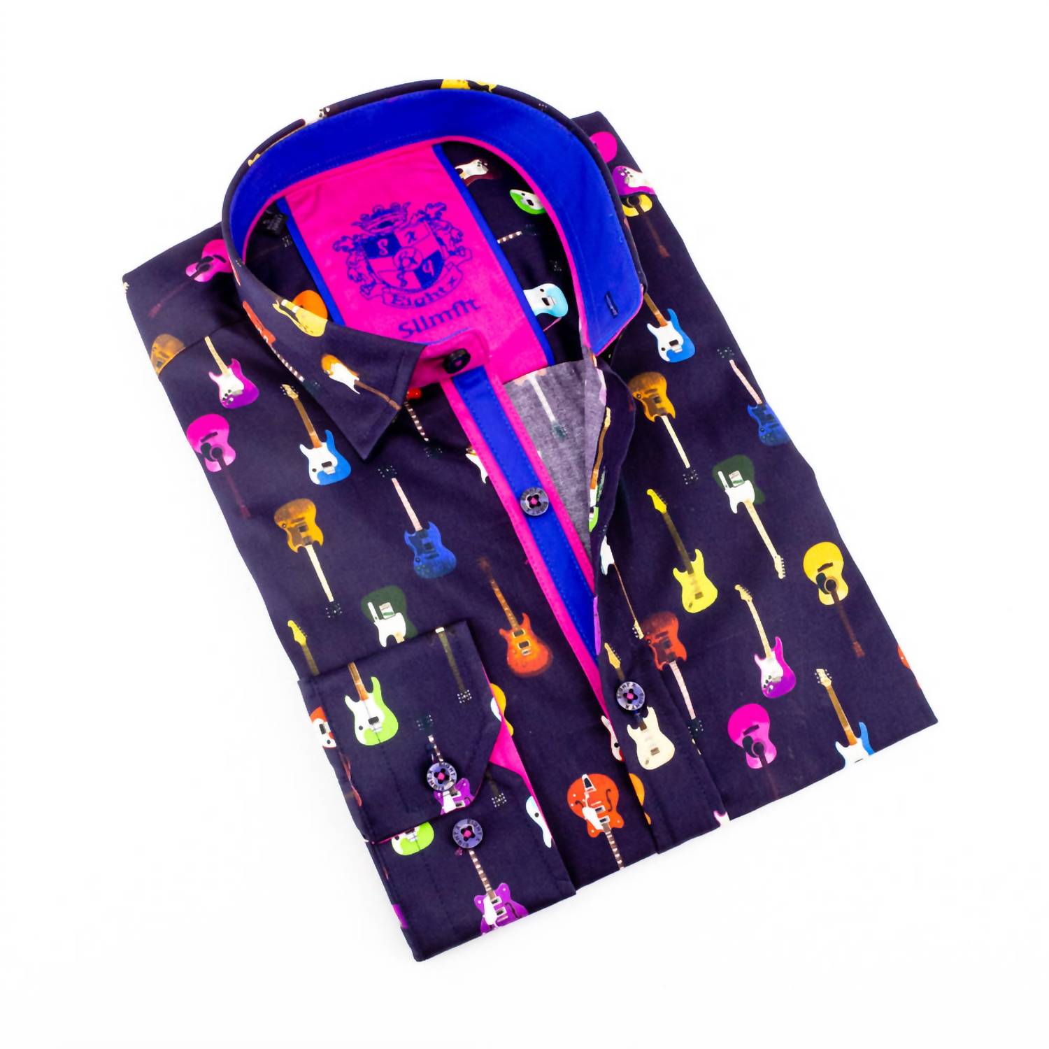 Eight X - Men's Guitars Print Button Down Shirt
