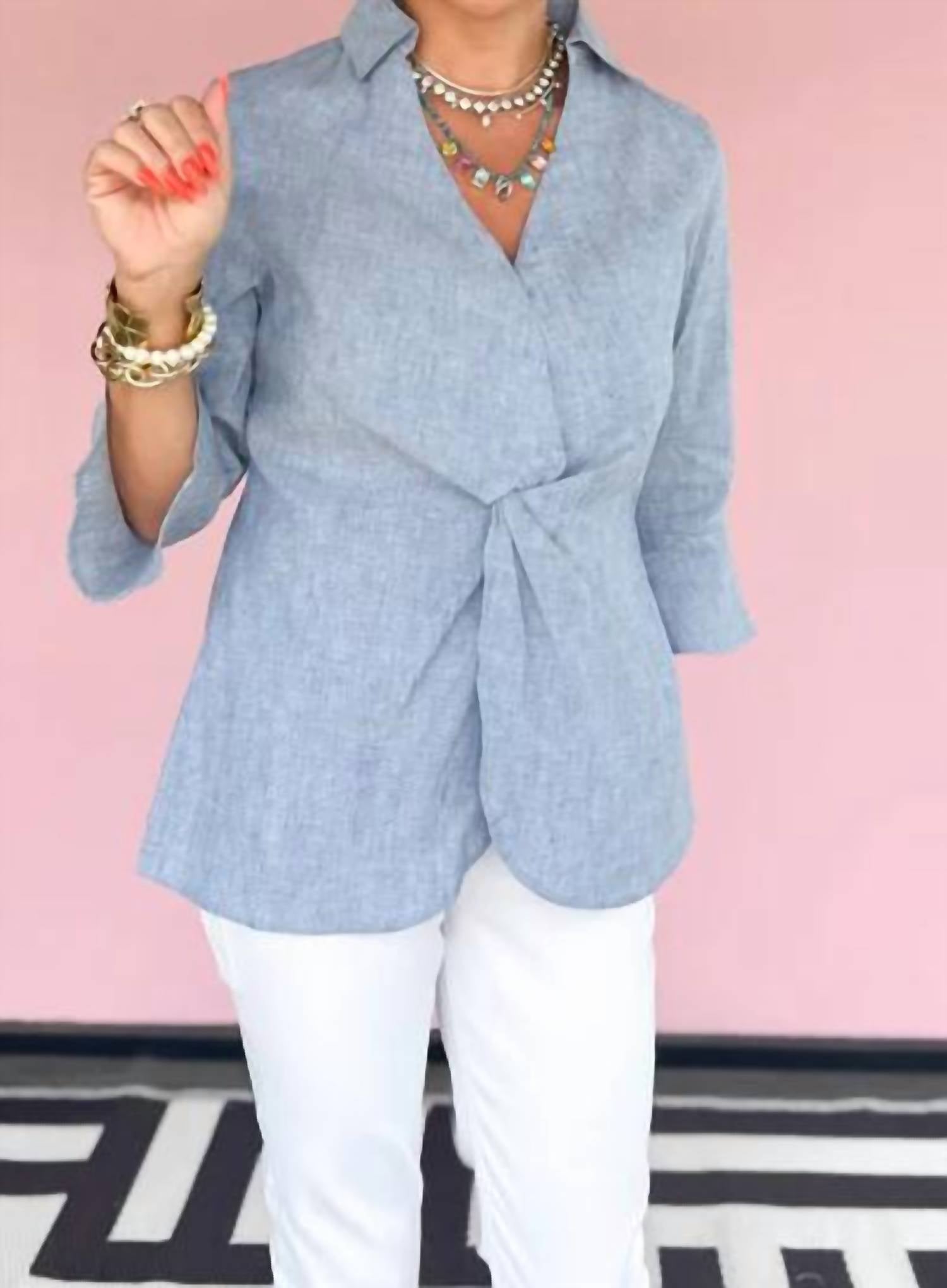 Boho Chic - Denim Twist Front Blouse