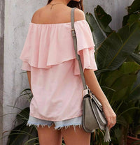 Shiying Fashion - Breeze Frilling Off Shoulder Top
