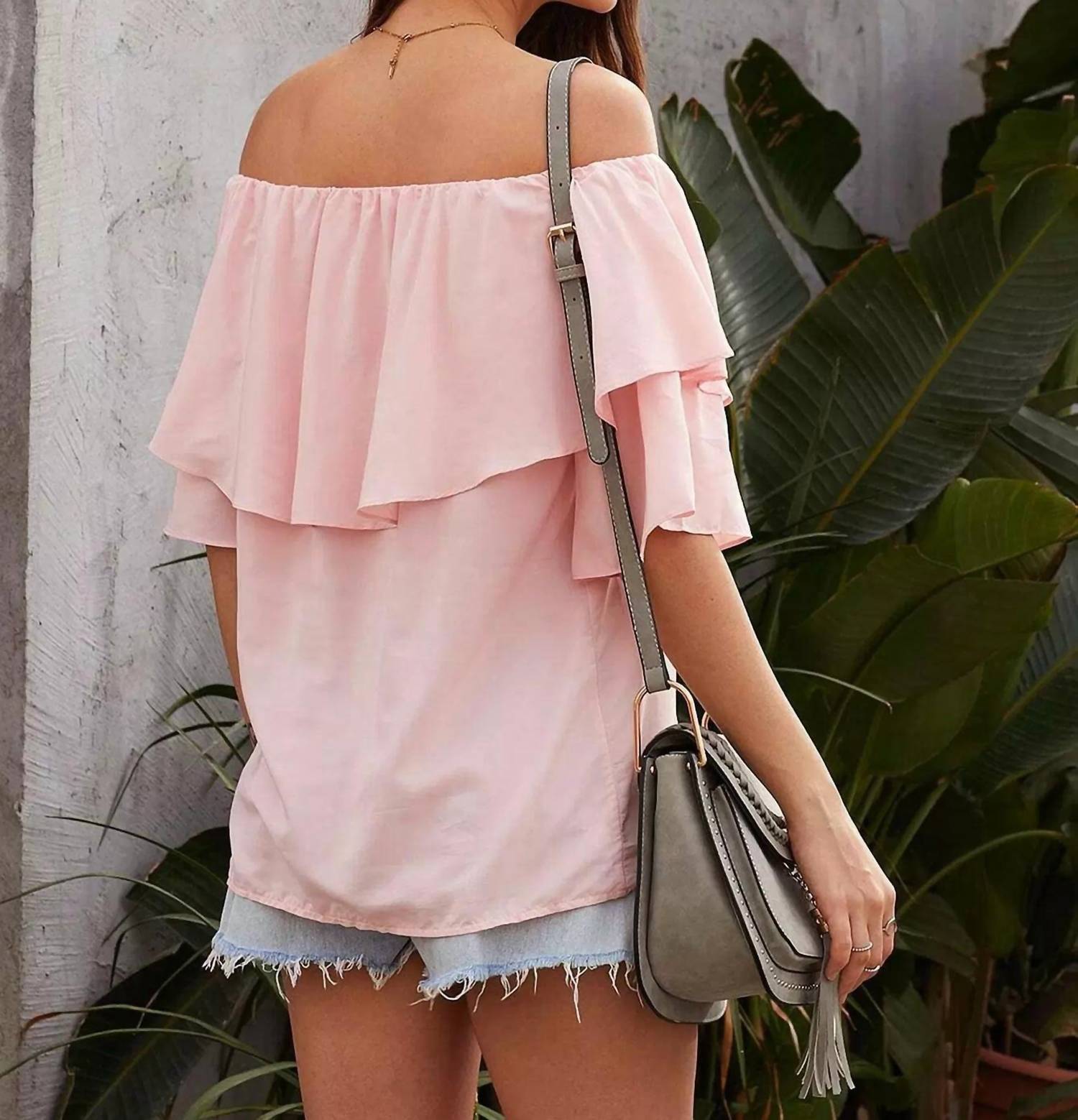 Shiying Fashion - Breeze Frilling Off Shoulder Top