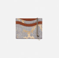 HOBO Women's Max Card Holder in brown golden herringbone - women's accessory - detail view