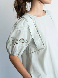 Elle Grey - Embroidered Puff Sleeve Blouse